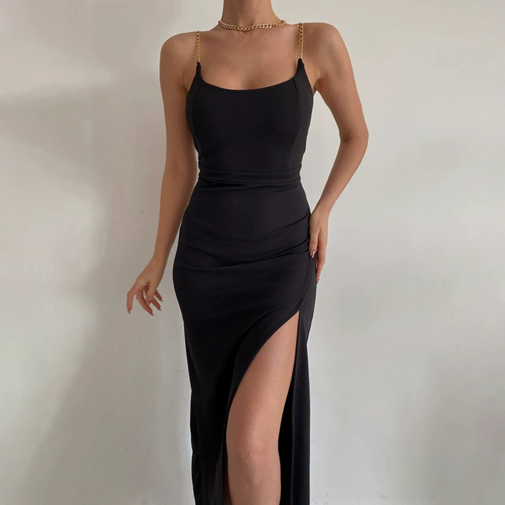 ZARA Summer Fashion Sexy Chain Strap Slit Dress